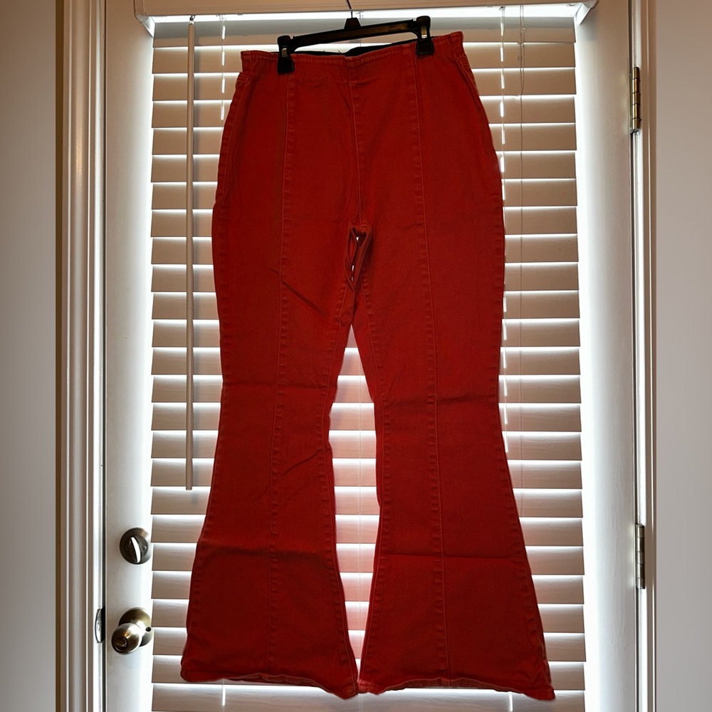Versona Size 8 Orange Flare Jeans, 98% Cotton